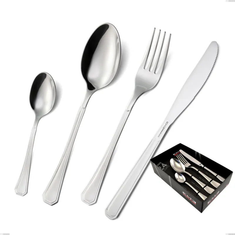 Compra Oggi Stesso Confezione vetrina 24 pezzi coltello economico loira, Acciaio inox Aisi 304 lucido, spessore 2 mm, design Classico Eme Posaterie