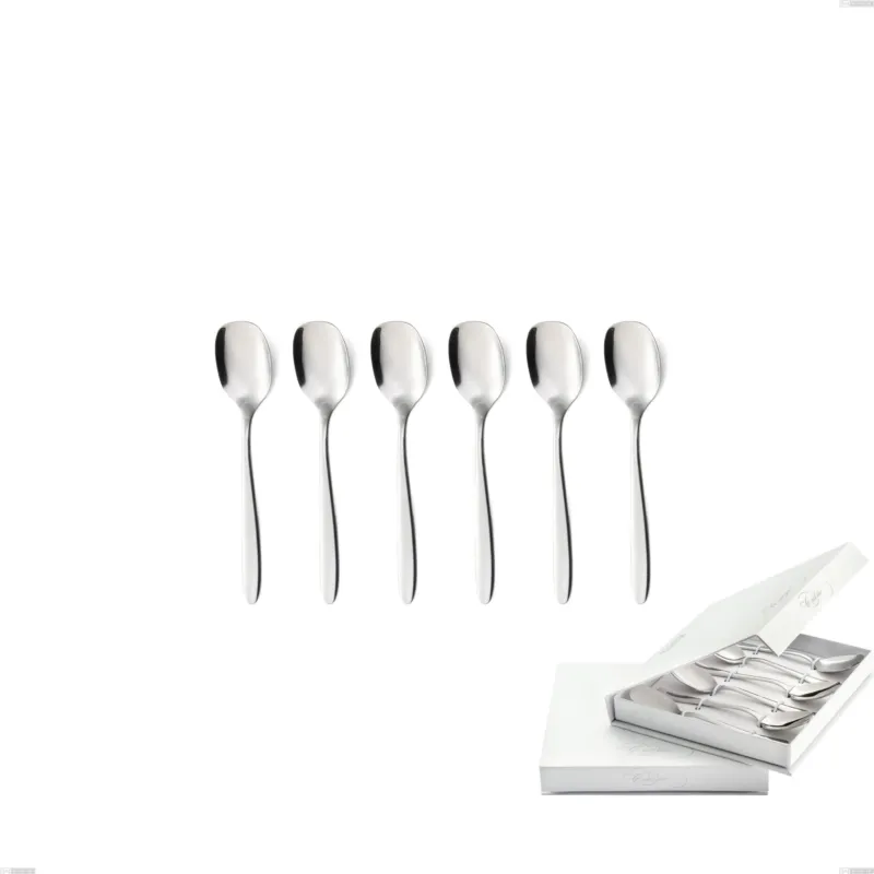Nuova Collezione Confezione a libro 6 pezzi cucchiaini gelato armonia, Acciaio inox Aisi 304 lucido, spessore 3 mm Eme Posaterie