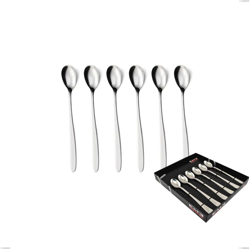 Esclusivo Confezione vetrina 6 pezzi cucchiaini bibita armonia, Acciaio inox Aisi 304 lucido, spessore 3 mm Eme Posaterie
