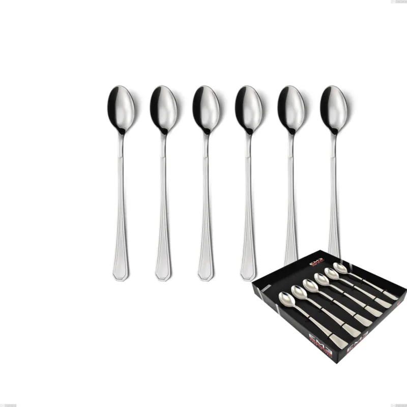 Confezione vetrina 6 pezzi cucchiaini bibita loira, Acciaio inox Aisi 304 lucido, spessore 2 mm, design Classico Eme Posaterie Promozione Esclusiva