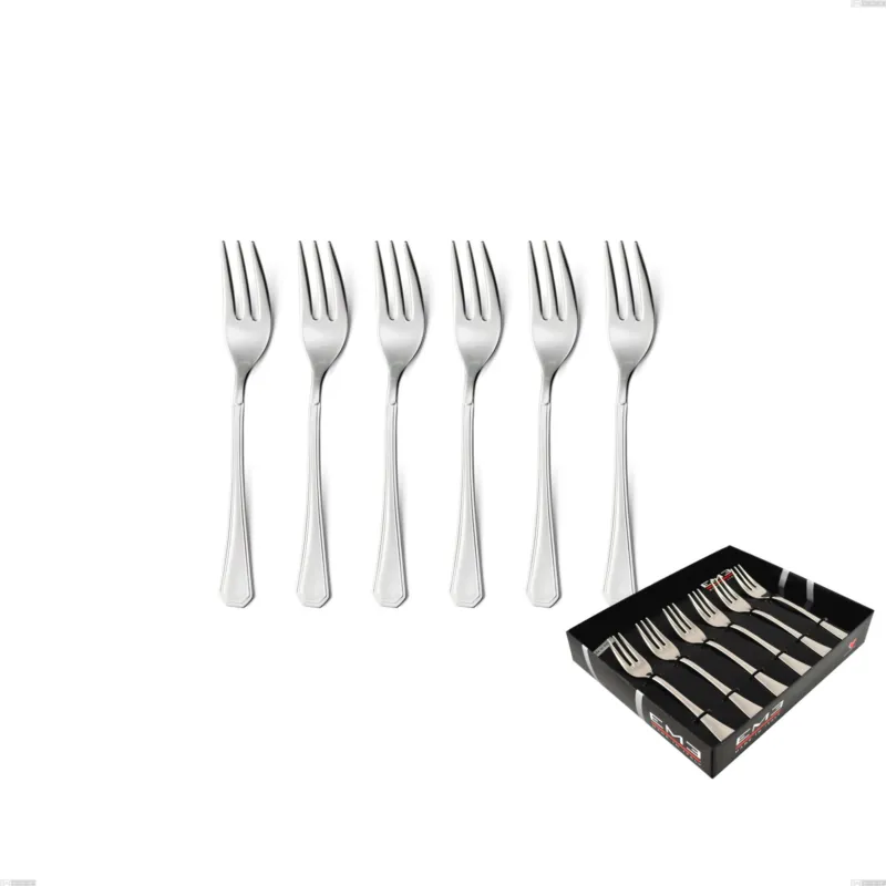 Confezione vetrina 6 pezzi forchettine dolce loira, Acciaio inox Aisi 304 lucido, spessore 2 mm, design Classico Eme Posaterie Compra Oggi Stesso