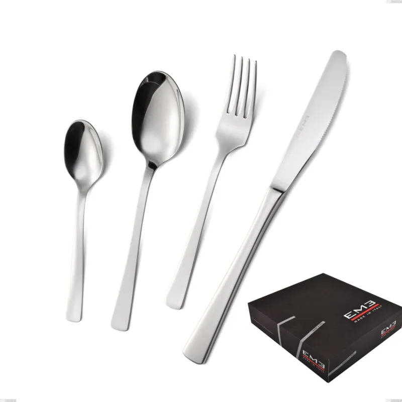 Promozione Esclusiva Confezione regalo 49 pezzi coltello economico doram, Acciaio inox Aisi 304 lucido, spessore 2.5 mm Eme Posaterie