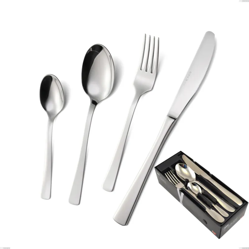 Must-Have Confezione salvaspazio 24 pezzi doram, Acciaio inox Aisi 304 lucido, spessore 2.5 mm Eme Posaterie