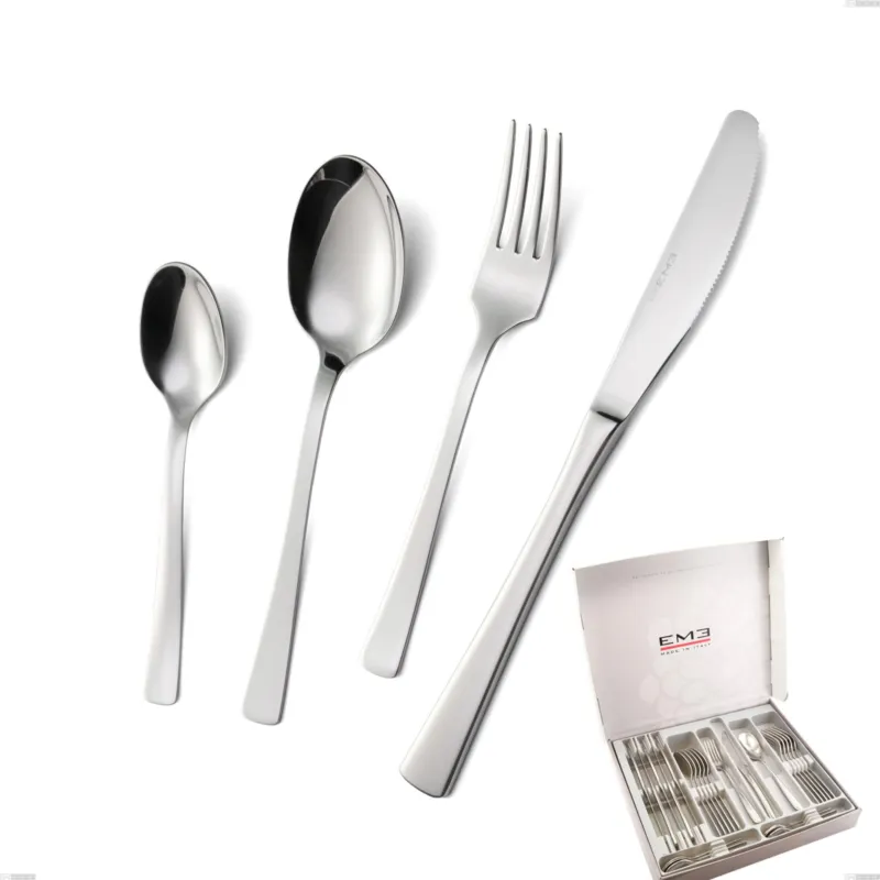 Cofanetto 24 pezzi doram, Acciaio inox Aisi 304 lucido, spessore 2.5 mm Eme Posaterie Offerta Del Giorno