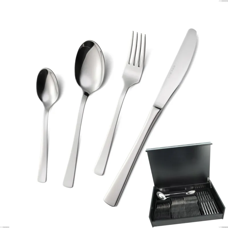 Offerta Limitata Astuccio legno 51 pezzi coltello economico doram, Acciaio inox Aisi 304 lucido, spessore 2.5 mm Eme Posaterie