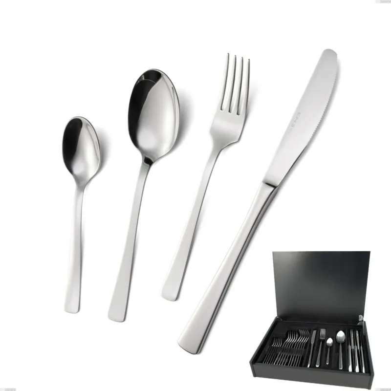Prezzo Conveniente Astuccio legno 24 pezzi coltello economico doram, Acciaio inox Aisi 304 lucido, spessore 2.5 mm Eme Posaterie