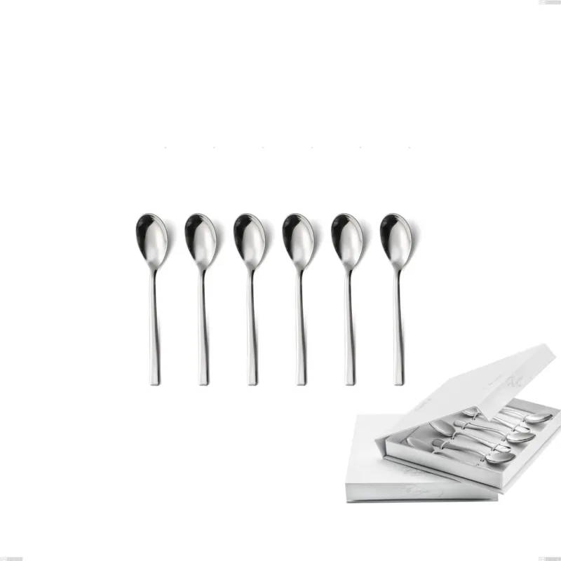 Confezione a libro 6 pezzi cucchiaino moka celine, Acciaio inox Aisi 304 lucido, spessore 4.5 mm Eme Posaterie Ordina Subito