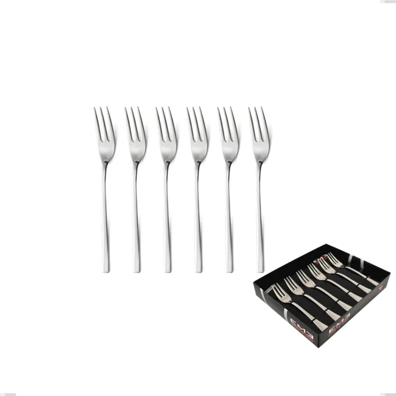 Confezione vetrina 6 pezzi forchettine dolce celine, Acciaio inox Aisi 304 lucido, spessore 4.5 mm Eme Posaterie Soddisfatti O Rimborsati