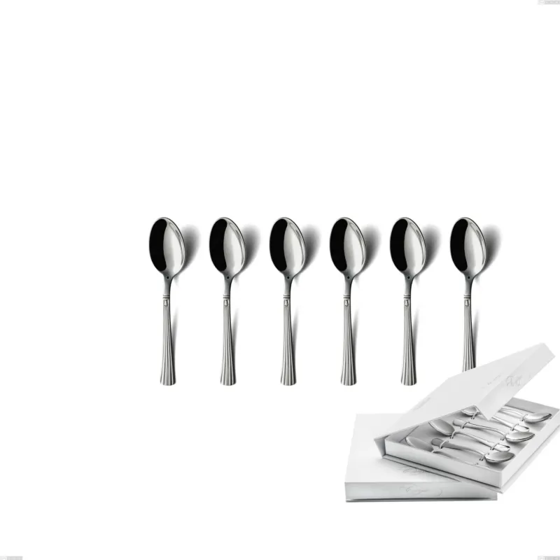 Offerta Lampo Confezione a libro 6 pezzi cucchiaino moka bavaria, Acciaio inox (Aisi 304) lucido stile classico Eme Posaterie