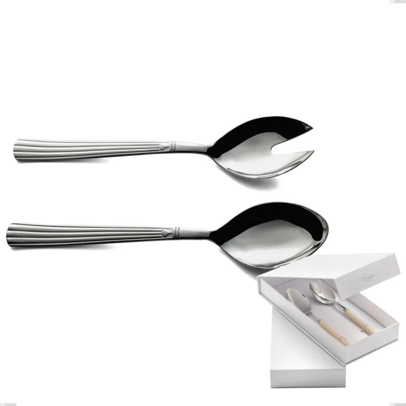 Ultimissimo Modello Confezione a libro 2 pezzi insalata bavaria, Acciaio inox (Aisi 304) lucido stile classico Eme Posaterie