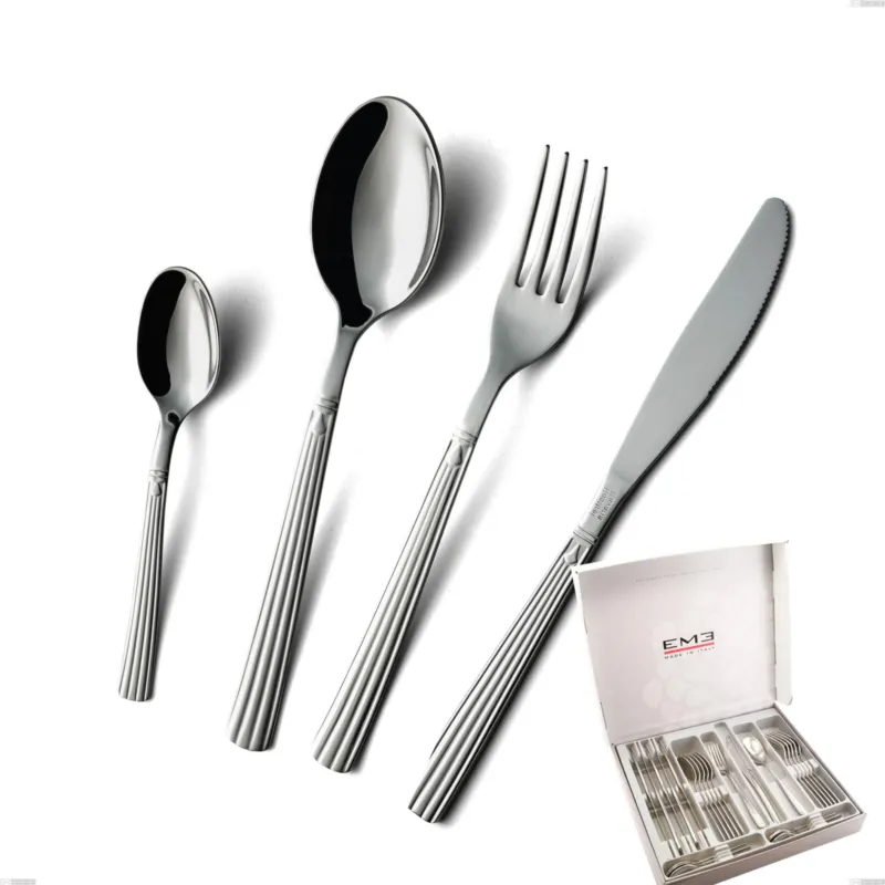 Super Prezzo Cofanetto 24 pezzi coltello economico bavaria, Acciaio inox (Aisi 304) lucido stile classico Eme Posaterie