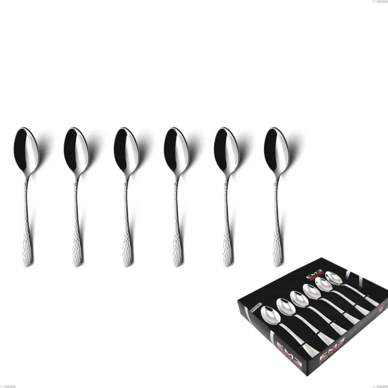 Più Venduto Confezione vetrina 6 pezzi caffè cortina, Acciaio inox (Aisi 304) acciaio martellato lucido Eme Posaterie