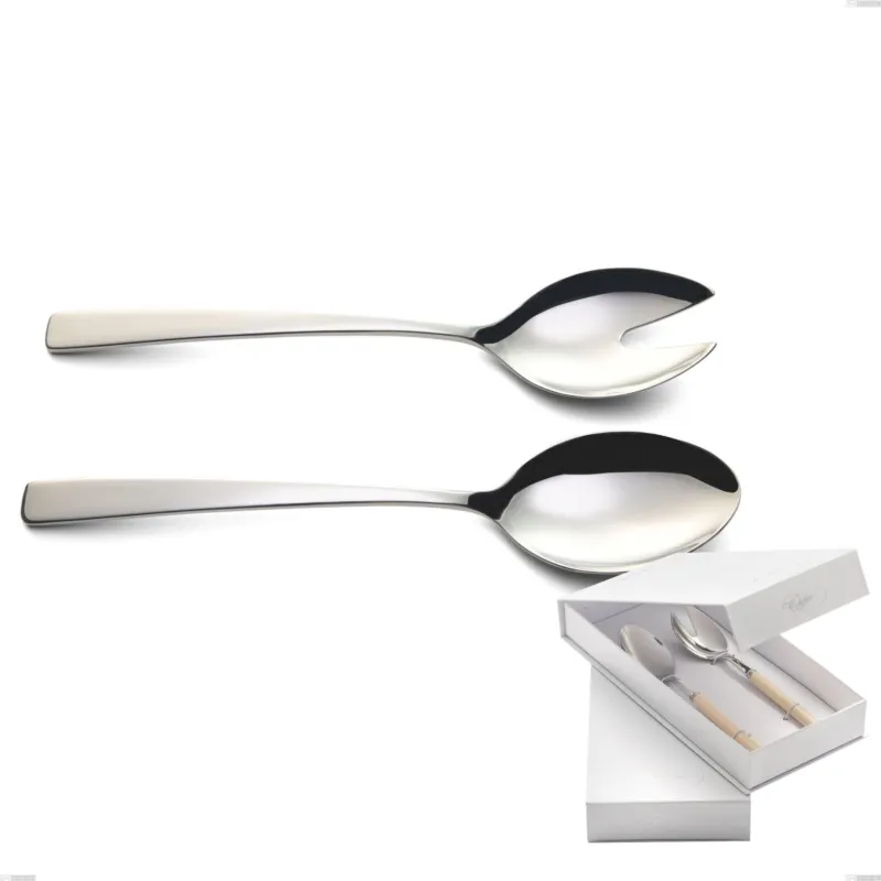 Professionale Confezione a libro 2 pezzi insalata Onda, Acciaio inox (Aisi 304) lucido Eme Posaterie