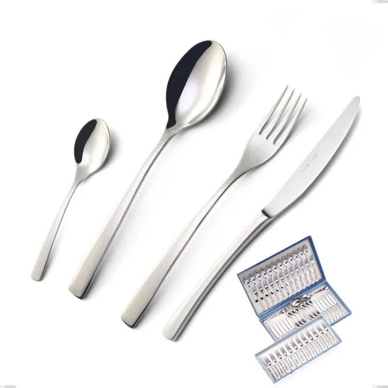 Professionale Astuccio 75 pezzi Onda, Acciaio inox (Aisi 304) lucido Eme Posaterie
