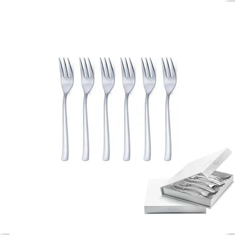 Esclusivo Confezione a libro 6 pezzi forchette dolce Duna, Acciaio inox (Aisi 304) lucido Eme Posaterie