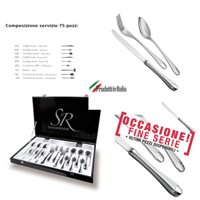 Servizio Posate 75 Pezzi NACRE in acciaio inox 18/10 lucidato a specchio Forgiato in confezione regalo Eme Posaterie Occasione Imperdibile