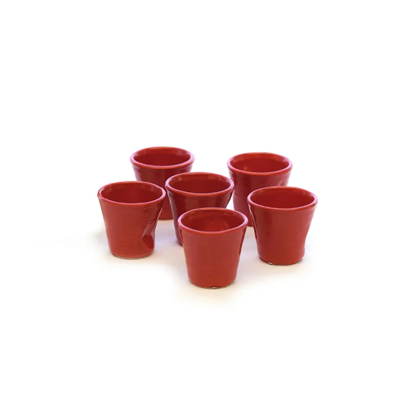 Bicchiere in Gres accartocciato caffè in Gres DEVOTION TO COLORS 6,5x6,5xh6 cm - cl 11 confezione 6 pezzi rosso Kaleidosmilano A Buon Prezzo