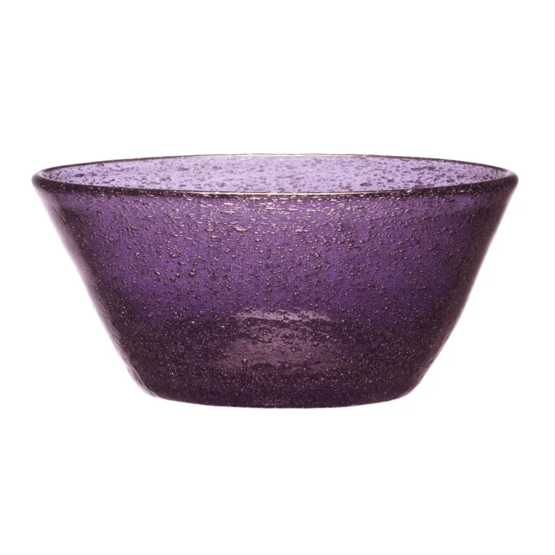 Prezzo Basso Coppette macedonia in vetro soffiato 6 Pezzi Dimensioni Ø 12x h 5,5 cm lavabile in lavastoviglie, adatta al microonde colore viola Kaleidosmilano