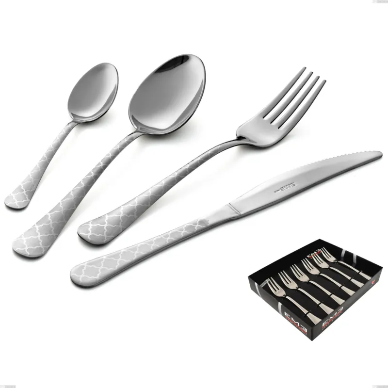 Novità Confezione vetrina 6 pezzi forchettine dolce Oxford Damask, Acciaio 18/0 (aisi 430) Acciaio inciso al Laser, spessore 2 mm mm Eme Posaterie