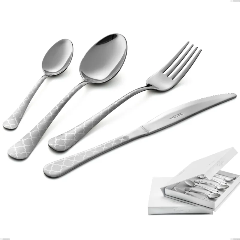 Sconto Confezione a libro 6 pezzi cucchiaino moka Oxford Damask, Acciaio 18/0 (aisi 430) Acciaio inciso al Laser, spessore 2 mm mm Eme Posaterie