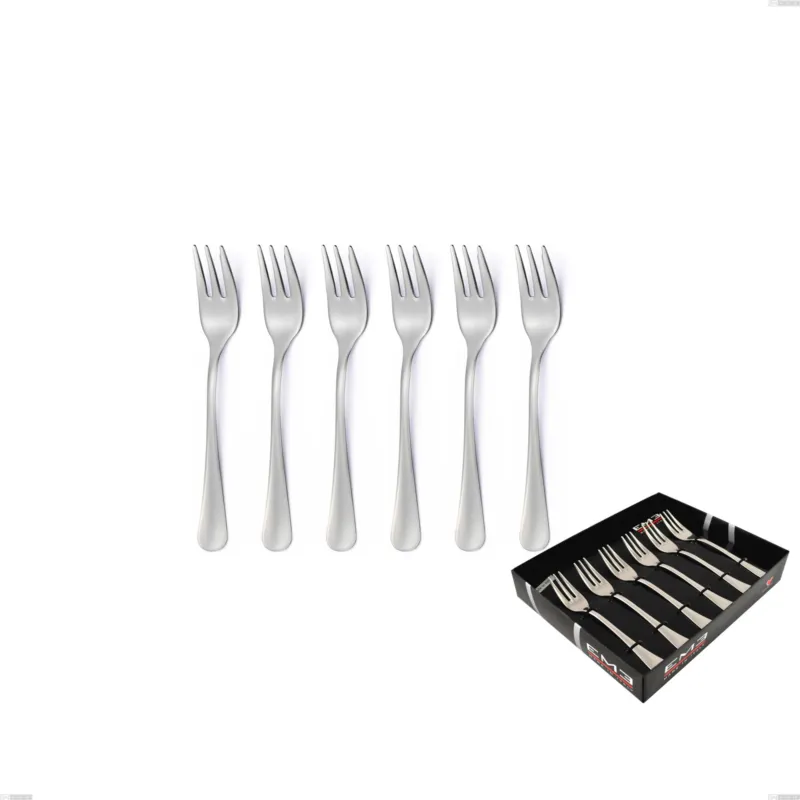 Confezione vetrina 6 pezzi forchettine dolce Oxford Sabbiato , Acciaio 18/0 (aisi 304) Acciaio Sabbiato, spessore 2 mm mm Eme Posaterie Esclusivo