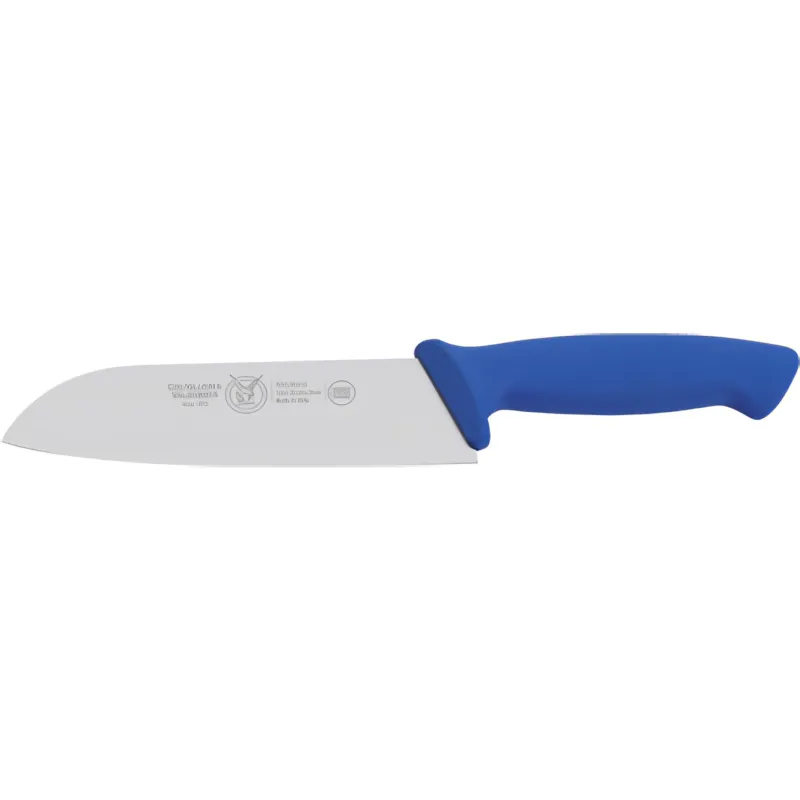 Nuovo Arrivo Coltello Santoku Professionale manico protetto cm 18, colore Blu manico in ergonomico impugnatura protetta Coltelleria Valgobbia