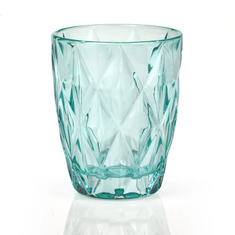 Bicchieri Acqua Tumbler Drink 6 pezzi diametro 8xh10 cm - 250 Ml in vetro pressato adatto alla lavastoviglie colore Azzurro Kaleidosmilano Offerta Limitata