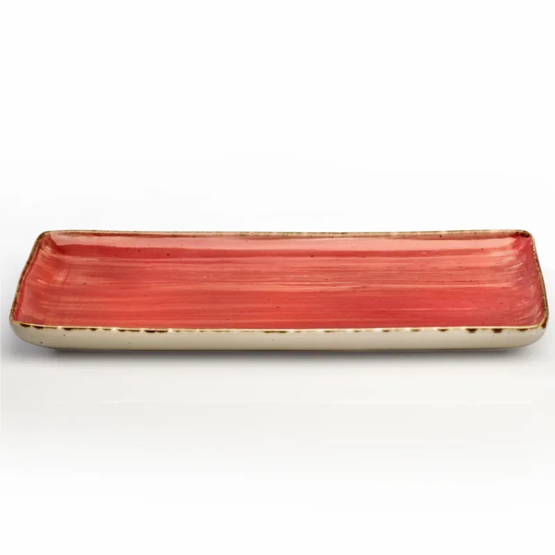 Rettangolare, Vassoio in GRES Alta Cucina 30x18cm lavabile in lavastoviglie, adatto al microonde decoro sotto smalto colore Rosso Peperoncino Kaleidosmilano Compra Online