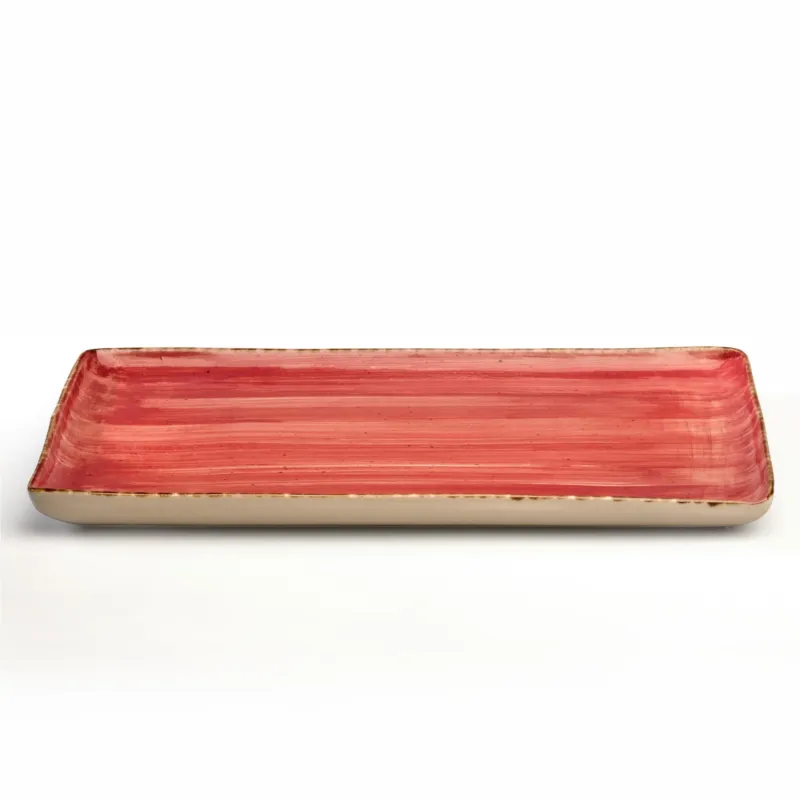 Rettangolare in GRES Alta Cucina 35x23 cm lavabile in lavastoviglie, adatto al microonde decoro sotto smalto colore Rosso Peperoncino Kaleidosmilano Di Tendenza