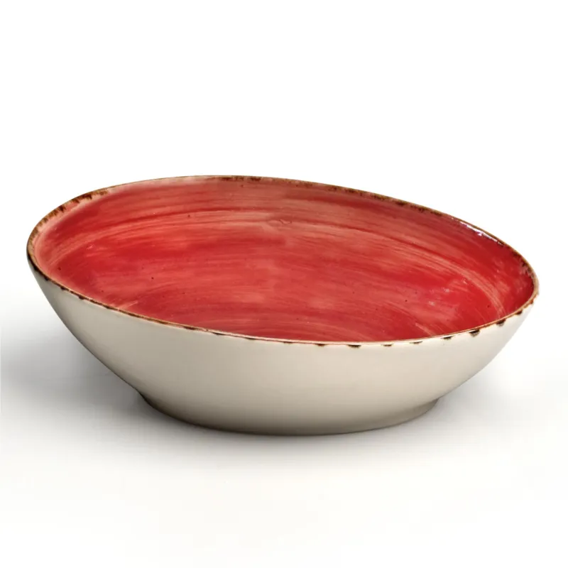 Insalatiera Fondina Multiuso in GRES Alta Cucina 22,5X20X6,5 cm Decoro Sotto smalto lavabile in lavastoviglie, adatto al microonde colore Rosso Peperoncino Kaleidosmilano Occasione Imperdibile