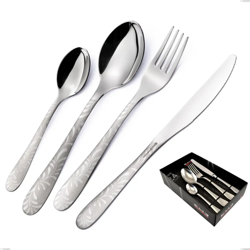 Confezione vetrina 24 pezzi coltello economico Segno Mediterraneo, Acciaio 18/10 (aisi 304) incisione laser, spessore 1.8 mm Eme Posaterie Non Perdere