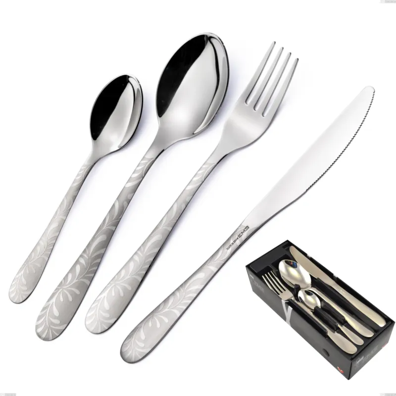 Offerta Confezione salvaspazio 24 pezzi coltello economico Segno Mediterraneo, Acciaio 18/10 (aisi 304) incisione laser, spessore 1.8 mm Eme Posaterie