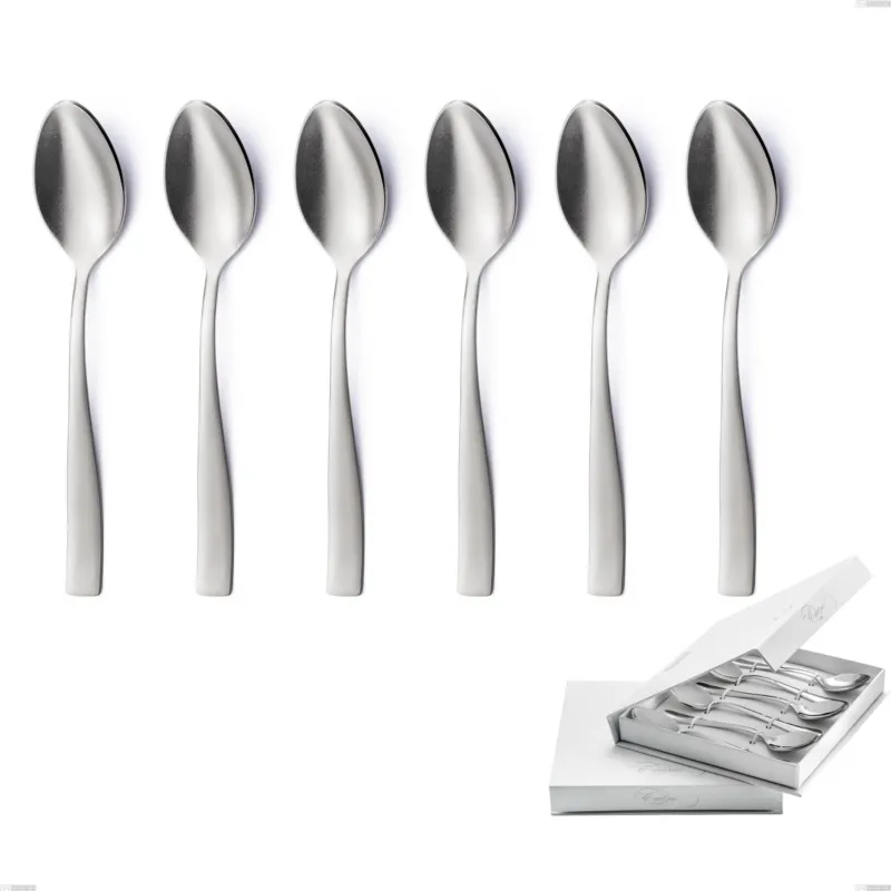 Confezione a libro 6 pezzi cucchiaini caffè infinity Sabbiato , Acciaio 18/10 (aisi 304 ) incisione laser, spessore 2.5 mm Eme Posaterie Offerta