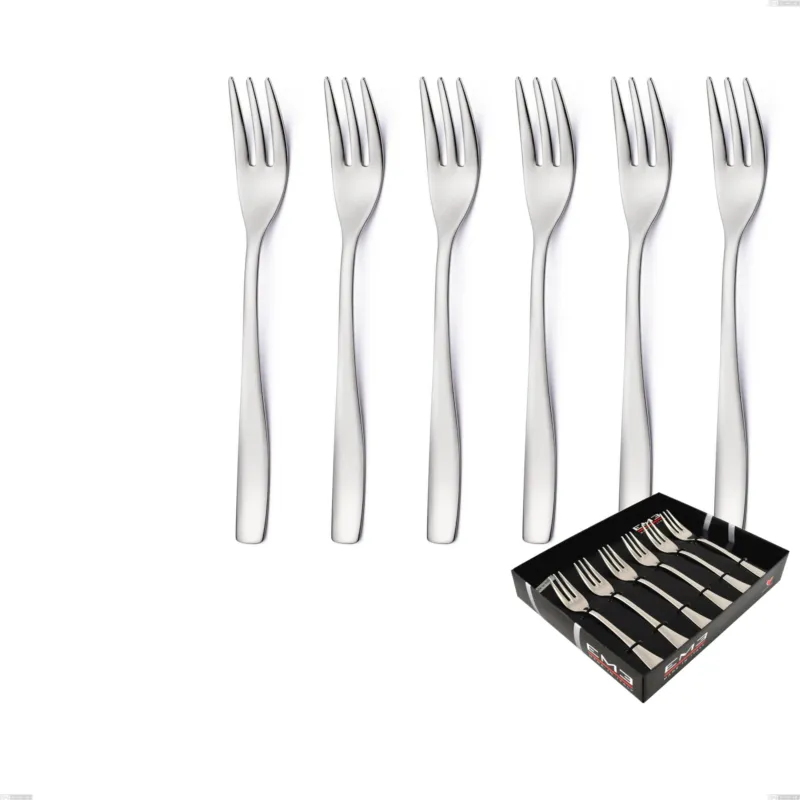 Ordina Subito Confezione vetrina 6 pezzi forchettine dolce infinity Sabbiato , Acciaio 18/10 (aisi 304 ) incisione laser, spessore 2.5 mm Eme Posaterie
