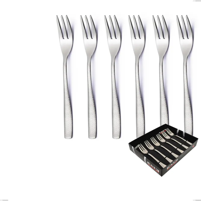 Super Prezzo Confezione vetrina 6 pezzi forchettine dolce Infinity Seamless, Acciaio 18/10 (aisi 304) incisione lasert, spessore 2.5 mm Eme Posaterie