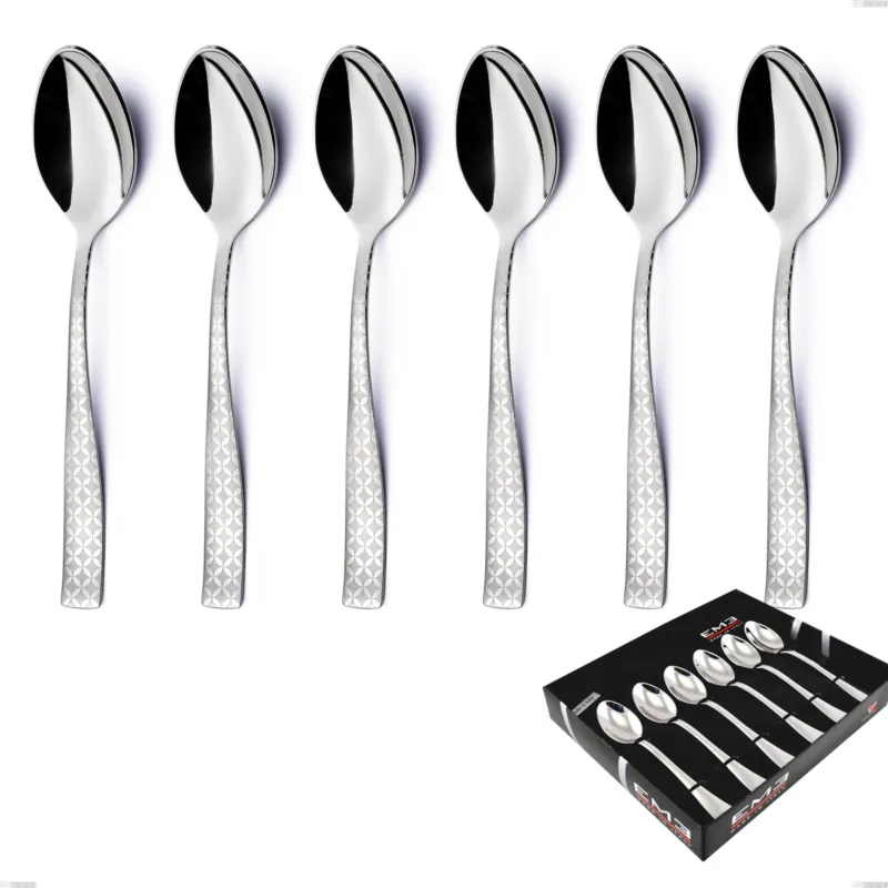 Promozione Esclusiva Confezione vetrina 6 pezzi caffè Infinity Monogran, Acciaio 18/10 (aisi 304) incisione laser, spessore 2.5 mm Eme Posaterie