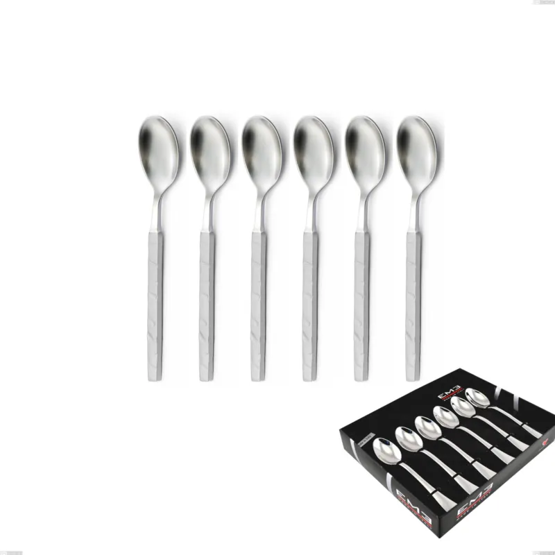 Economico Confezione vetrina 6 pezzi caffè Zeus ICE , Acciaio 18/10 forgiato martellato sabbiato, spessore 4 mm, forgiato Eme Posaterie