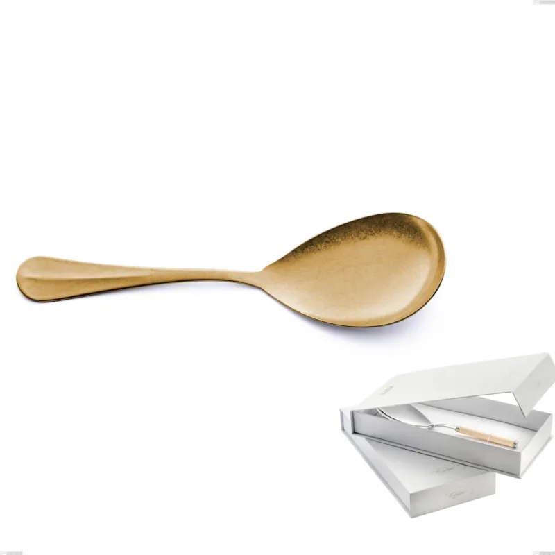Must-Have Confezione a libro 1 pezzo pala riso Royal Retrò PVD Gold, Acciaio 18/10 antico, spessore 2.5 mm, pvd oro Eme Posaterie