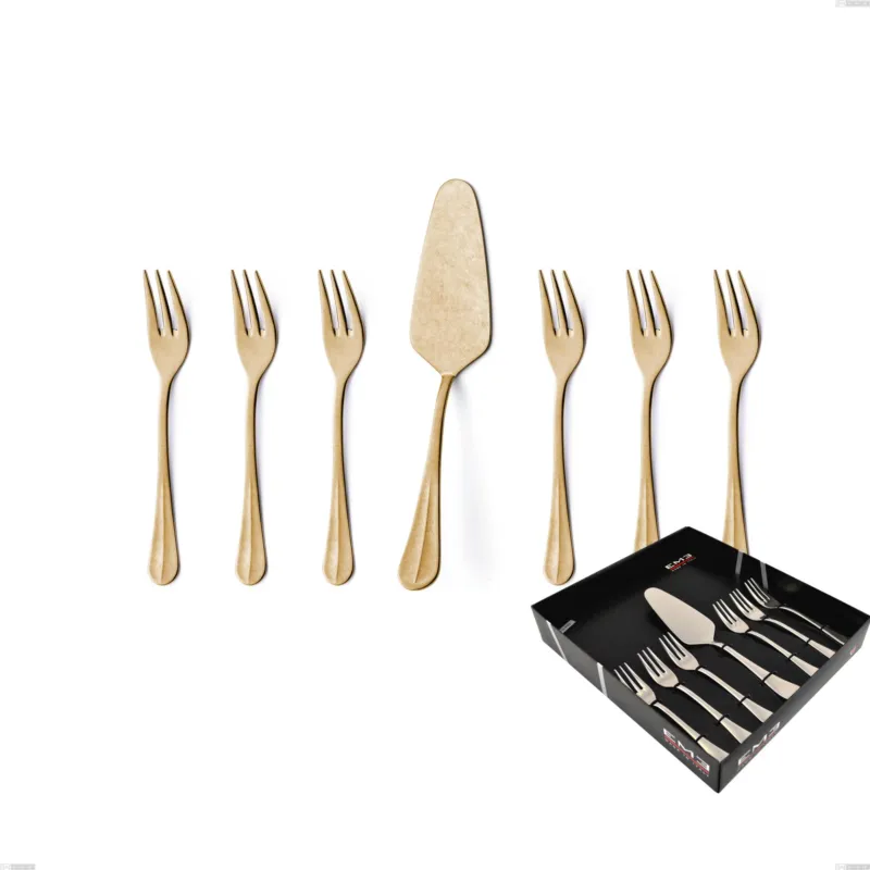Nuovo Arrivo Confezione vetrina 7 pezzi dolce Royal Retrò PVD Gold, Acciaio 18/10 antico, spessore 2.5 mm, pvd oro Eme Posaterie