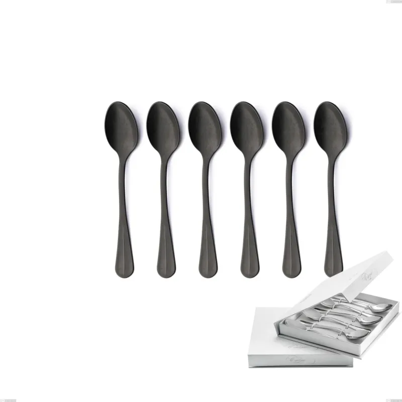 Ultime Pezzi Confezione a libro 6 pezzi cucchiaini caffè Royal Retrò PVD Black, Acciaio inox 18/10 antico, spessore 2.5 mm, pvd black Eme Posaterie