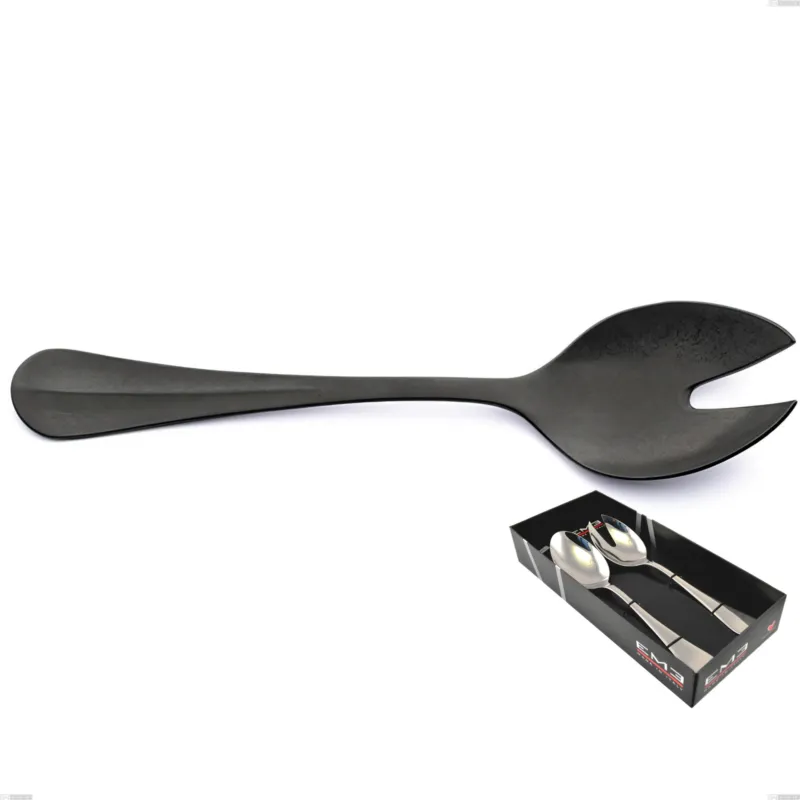 Promozione Esclusiva Confezione vetrina 2 pezzi insalata Royal Retrò PVD Black, Acciaio inox 18/10 antico, spessore 2.5 mm, pvd black Eme Posaterie