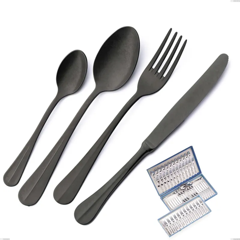 Servizio di posate 75 pezzi in astuccio regalo Royal Retrò PVD Black, Acciaio inox 18/10 antico, spessore 2.5 mm, pvd black Eme Posaterie Solo Oggi
