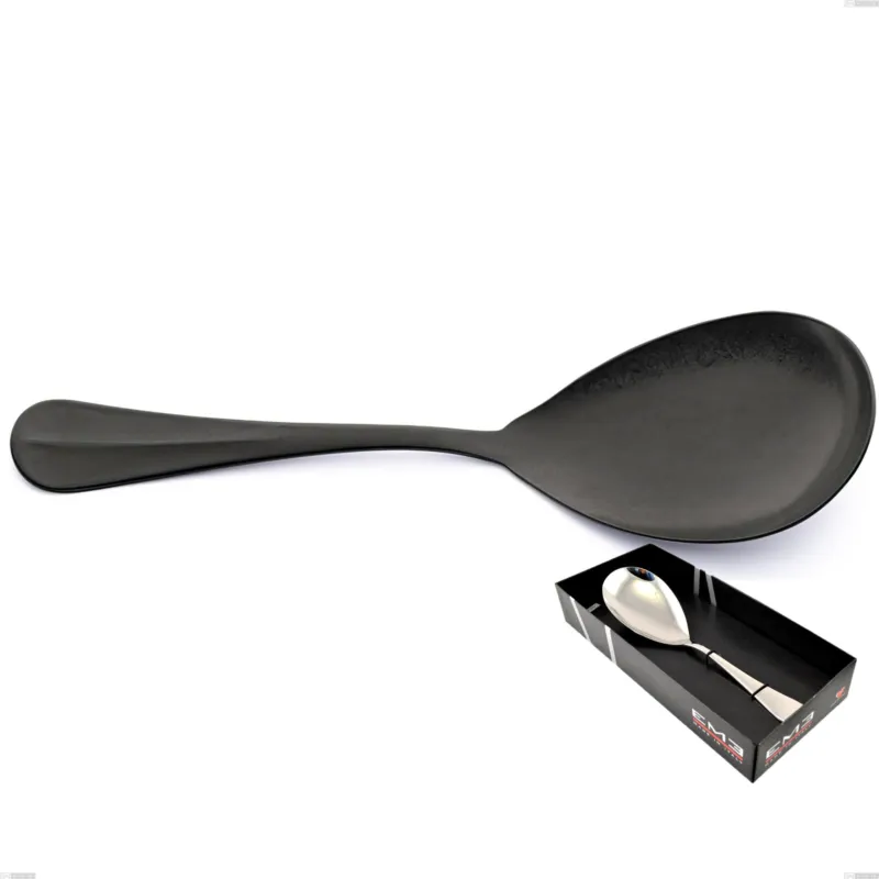 Reso Gratuito Confezione vetrina 1 pezzi pala riso Royal Retrò PVD Black, Acciaio inox 18/10 antico, spessore 2.5 mm, pvd black Eme Posaterie