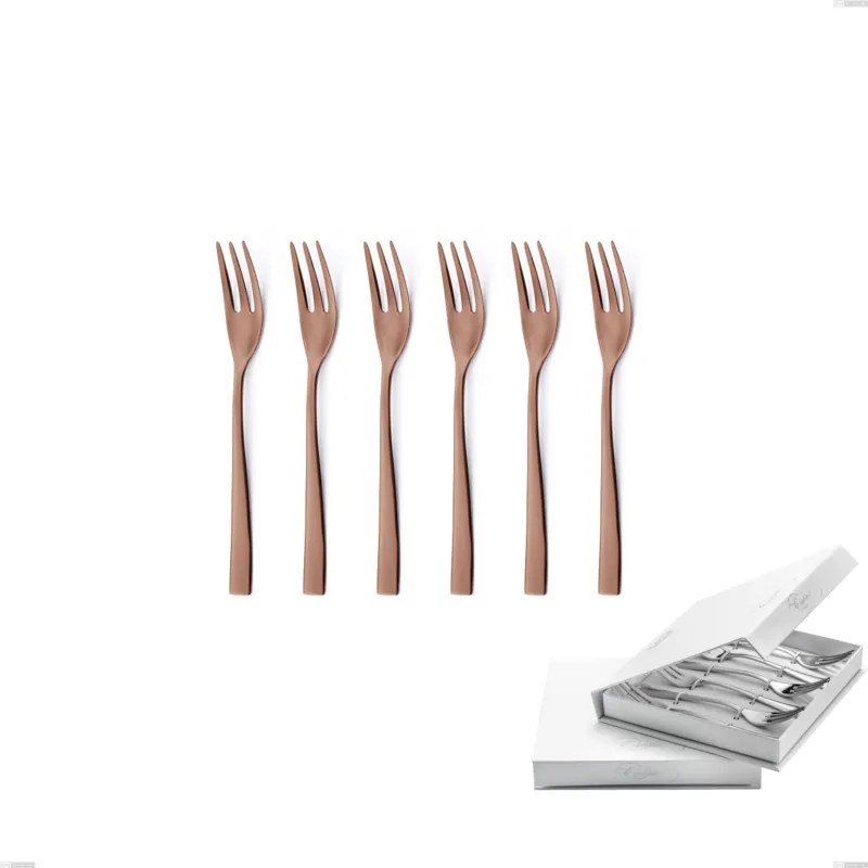 Compra Adesso Confezione a libro 6 pezzi forchette dolce Etoile PVD Chocolate, Acciaio 18/10 lucido, spessore 4 mm, pvd chocolate Eme Posaterie