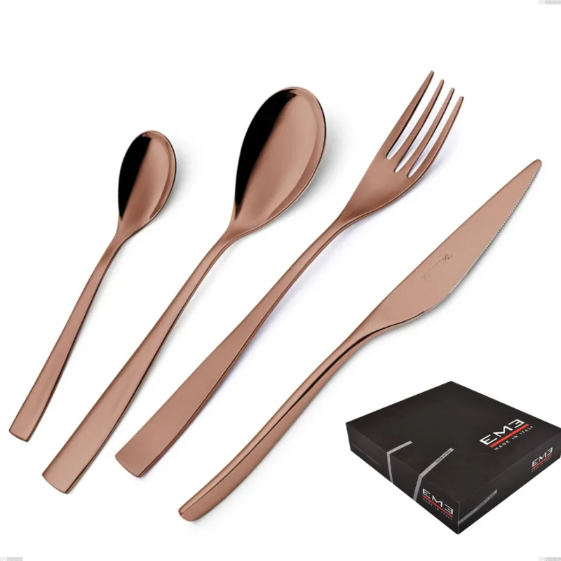 Set di posate 75 pezzi Etoile PVD Chocolate in confezione regalo, Acciaio 18/10 lucido, spessore 4 mm, pvd chocolate Eme Posaterie A Buon Prezzo