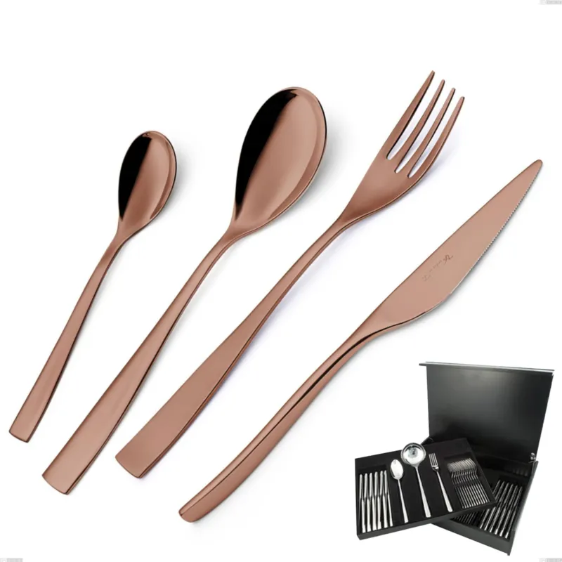 Soddisfatti O Rimborsati Servizio di posate 75 pezzi in astuccio di legno Etoile PVD Chocolate, Acciaio 18/10 lucido, spessore 4 mm, pvd chocolate Eme Posaterie