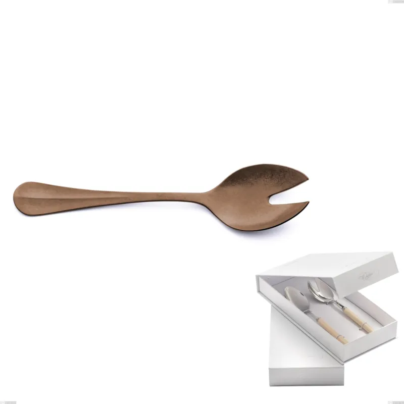 Confezione a libro 2 pezzi insalata Royal Retrò PVD Chocolate, Acciaio 18/10 antico, spessore 2.5 mm, pvd chocolate Eme Posaterie Nuovo Arrivo