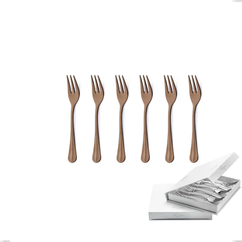 Offerta Del Giorno Confezione a libro 6 pezzi forchette dolce Royal Retrò PVD Chocolate, Acciaio 18/10 antico, spessore 2.5 mm, pvd chocolate Eme Posaterie