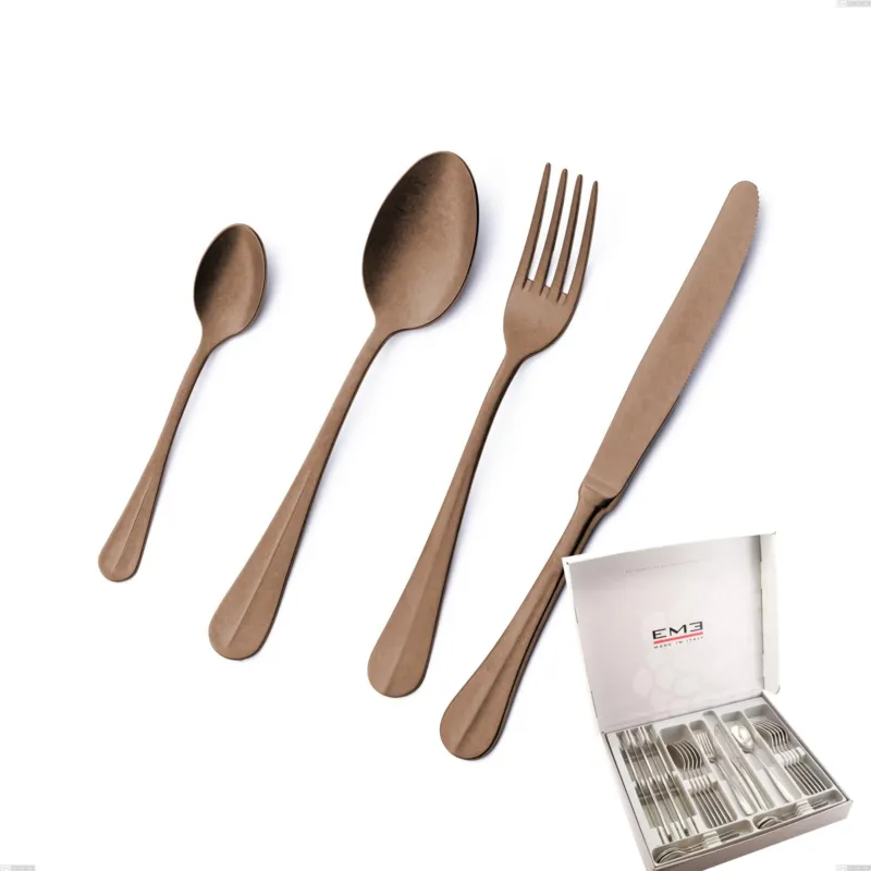 Compra Adesso Cofanetto 24 pezzi Royal Retrò PVD Chocolate, Acciaio 18/10 antico, spessore 2.5 mm, pvd chocolate Eme Posaterie
