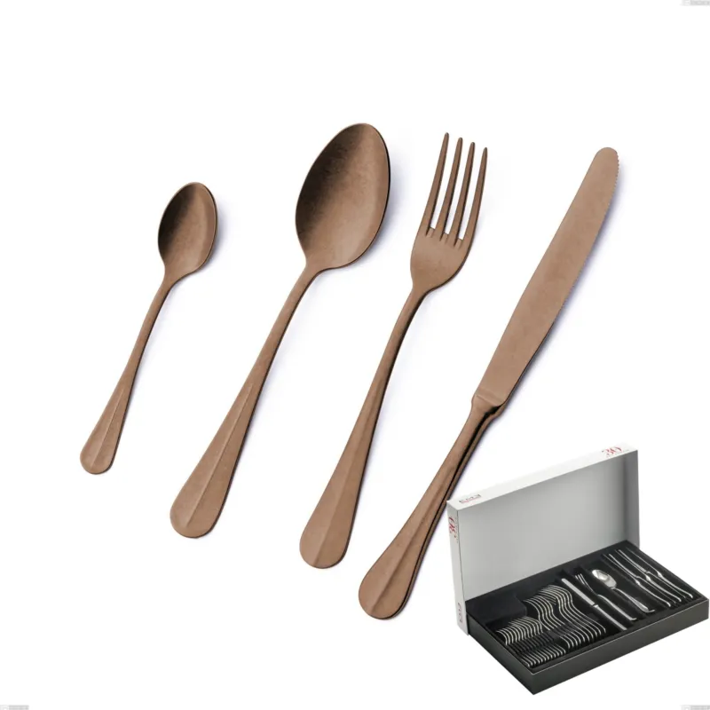 Confezione Panoramica 30 pezzi Royal Retrò PVD Chocolate, Acciaio 18/10 antico, spessore 2.5 mm, pvd chocolate Eme Posaterie Prezzo Basso